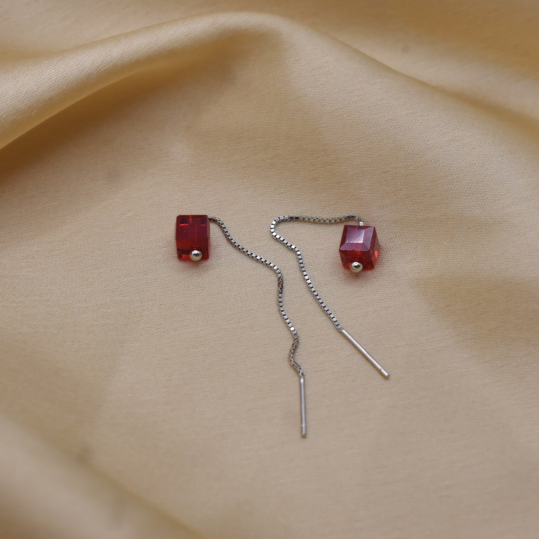 Delicate Ruby Accent Sterling Silver Earrings