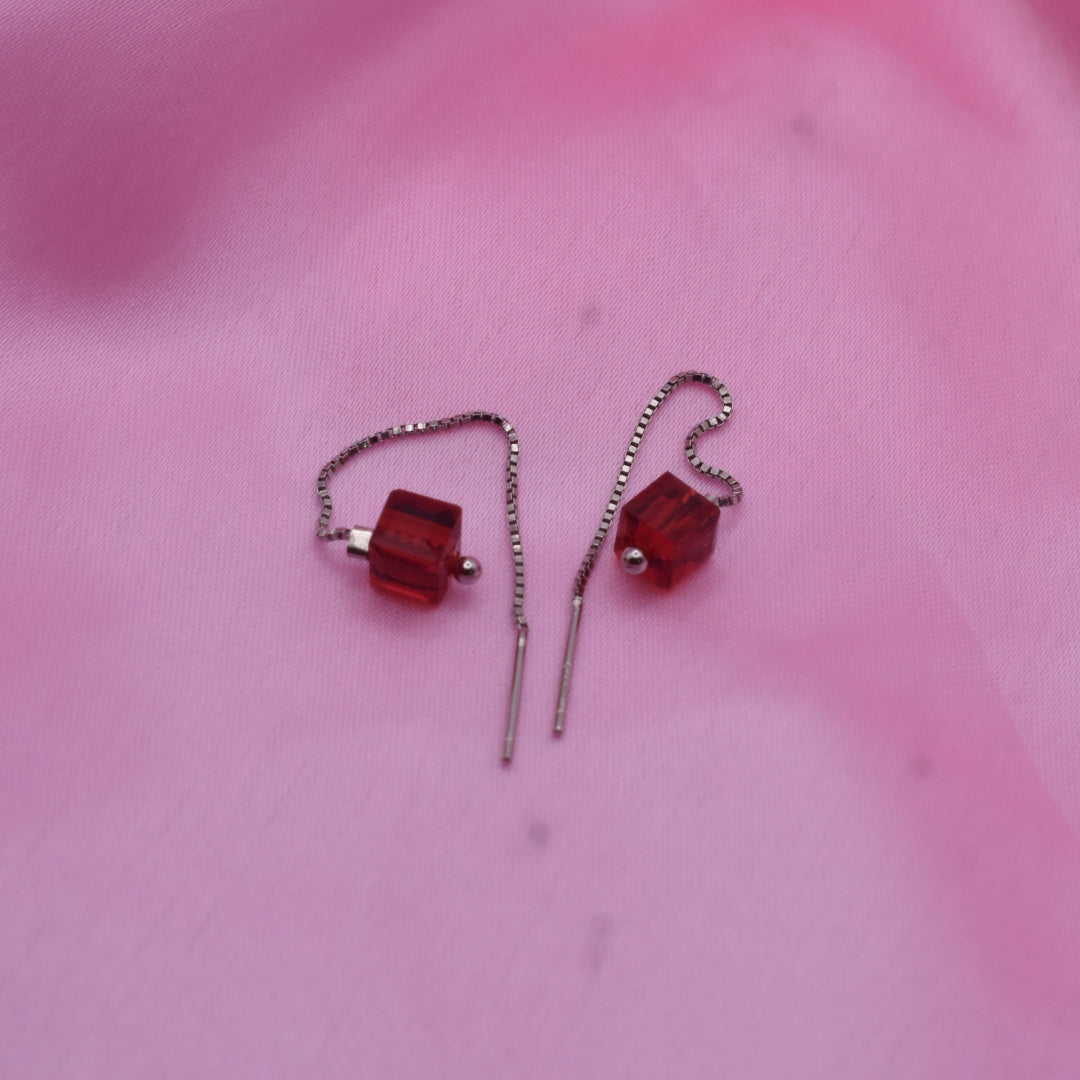 Delicate Ruby Accent Sterling Silver Earrings