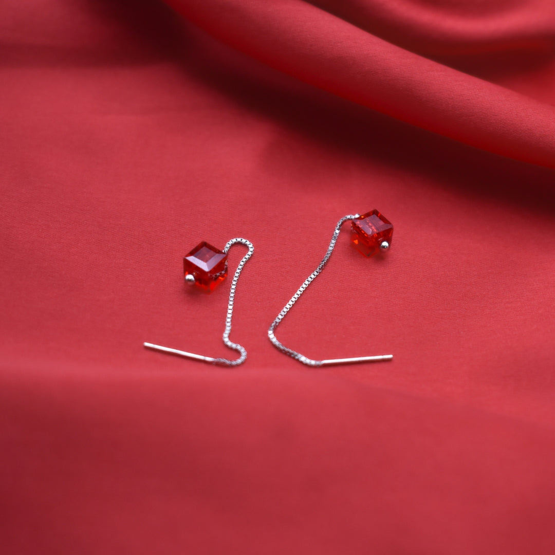 Delicate Ruby Accent Sterling Silver Earrings