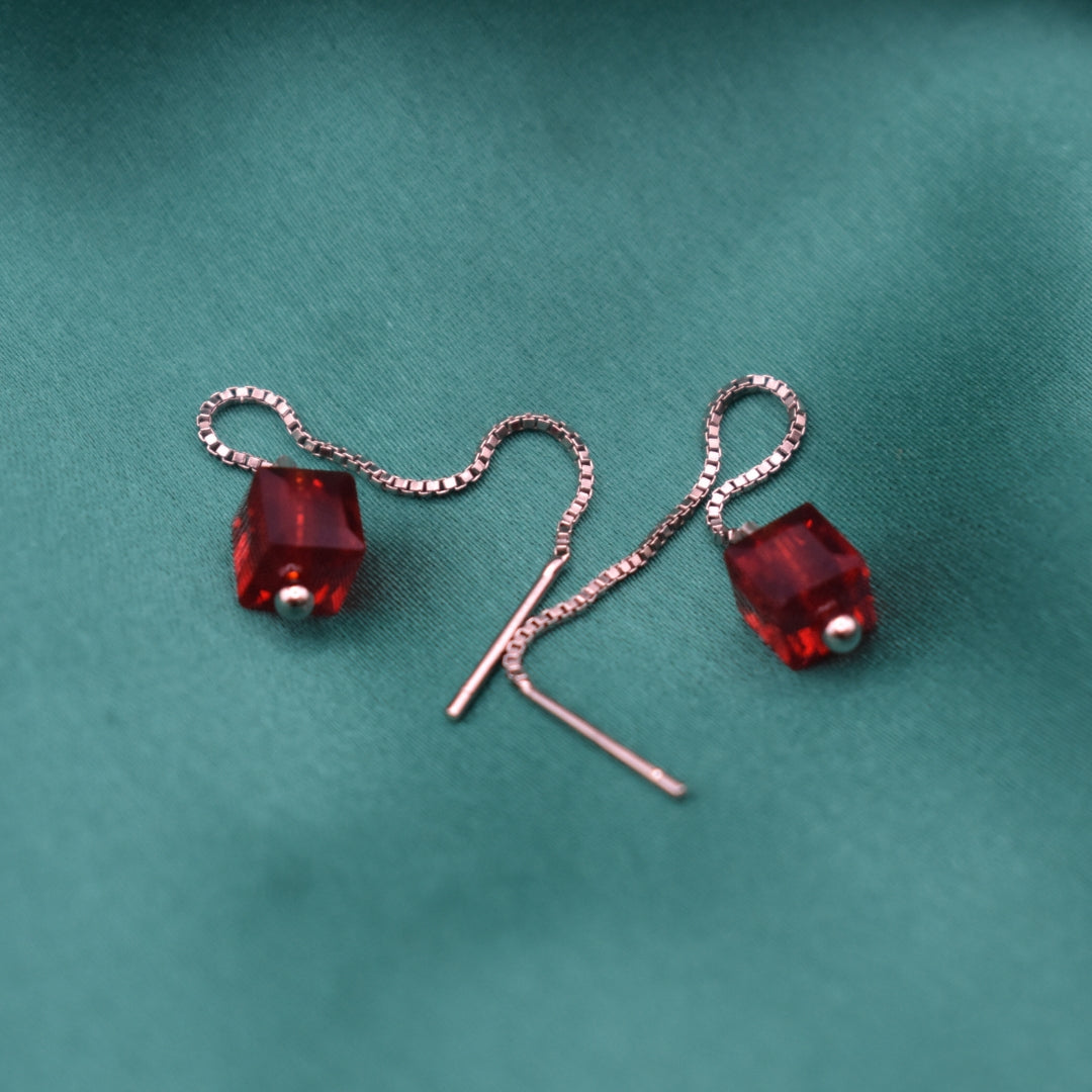 Delicate Ruby Accent Sterling Silver Earrings