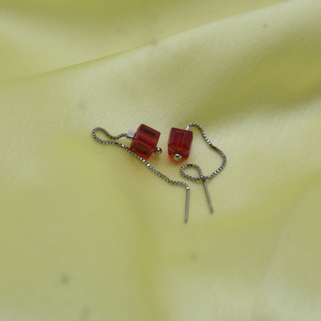 Delicate Ruby Accent Sterling Silver Earrings