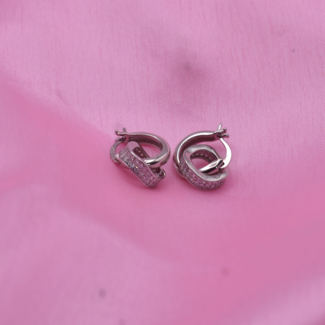 Modern Dual-Circle Sterling Silver Earrings