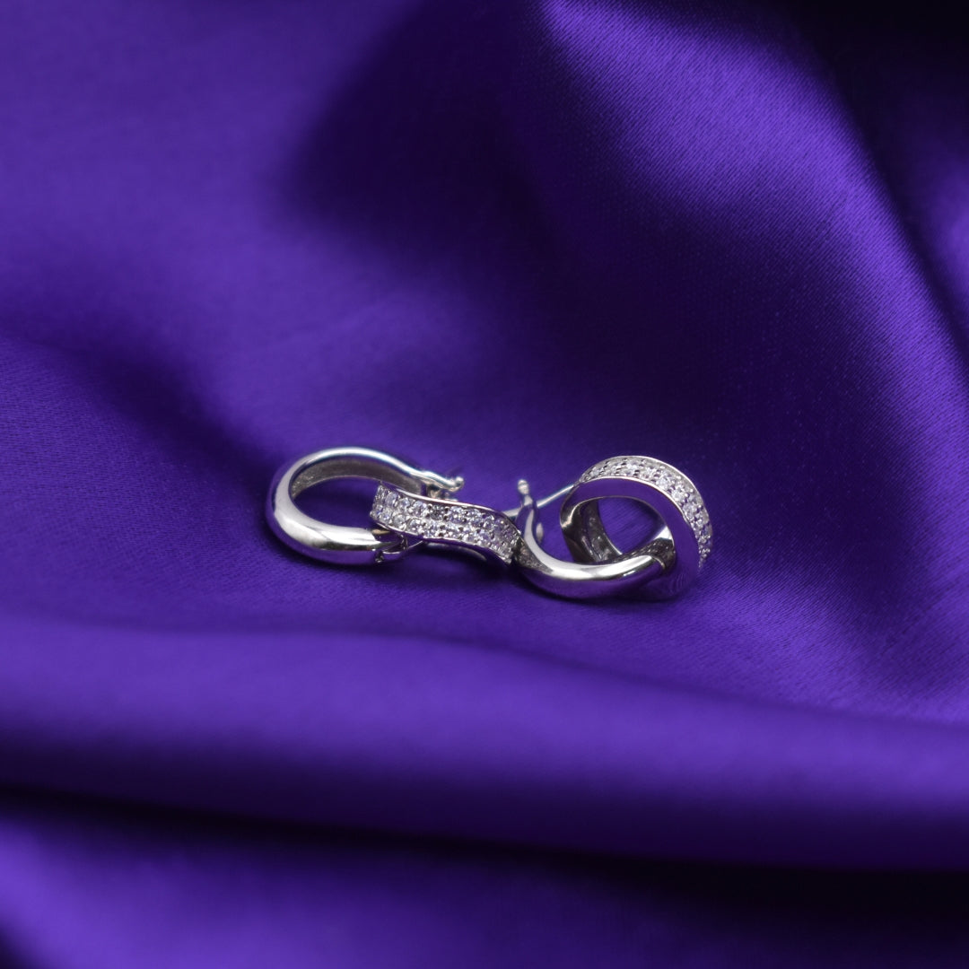 Modern Dual-Circle Sterling Silver Earrings