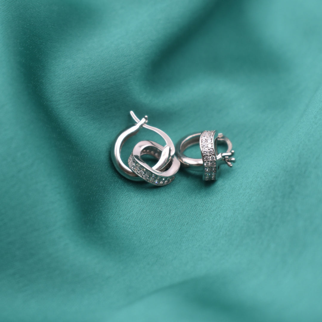 Modern Dual-Circle Sterling Silver Earrings