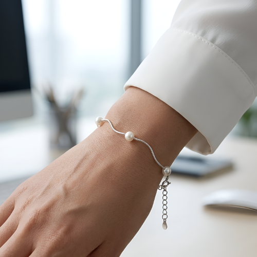 Pearl Luster Silver Bracelet | 925 Sterling Jewellery