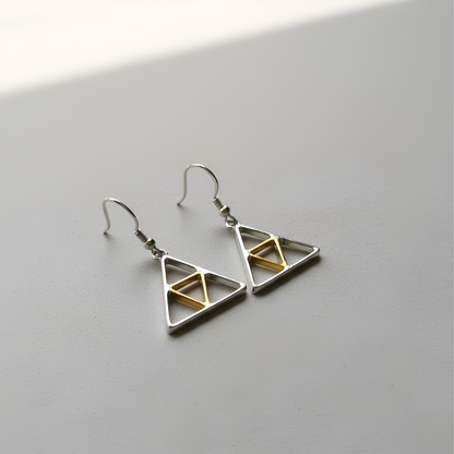 Prism Silver & Gold Drop Earrings