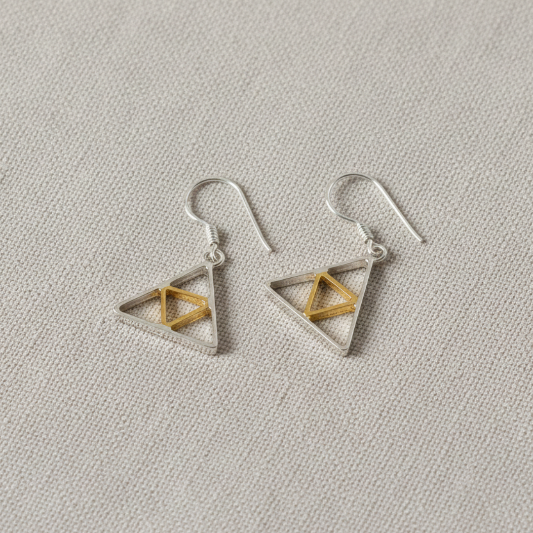 Prism Silver & Gold Drop Earrings