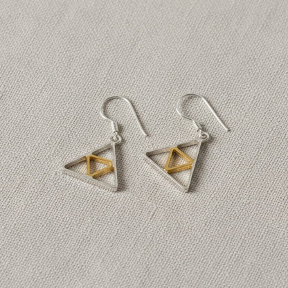 Prism Silver & Gold Drop Earrings