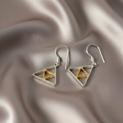 Prism Silver & Gold Drop Earrings