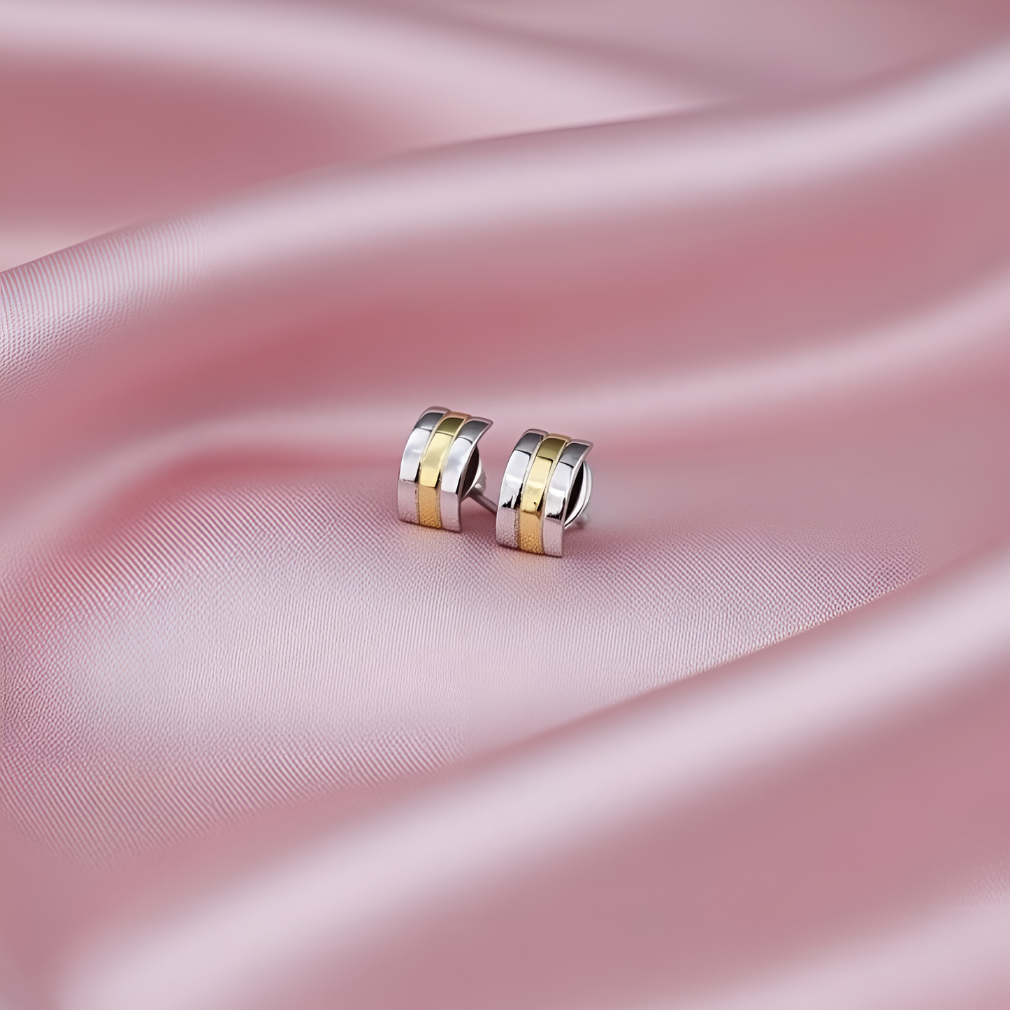 Linea Duo Modern Two-Tone Studs