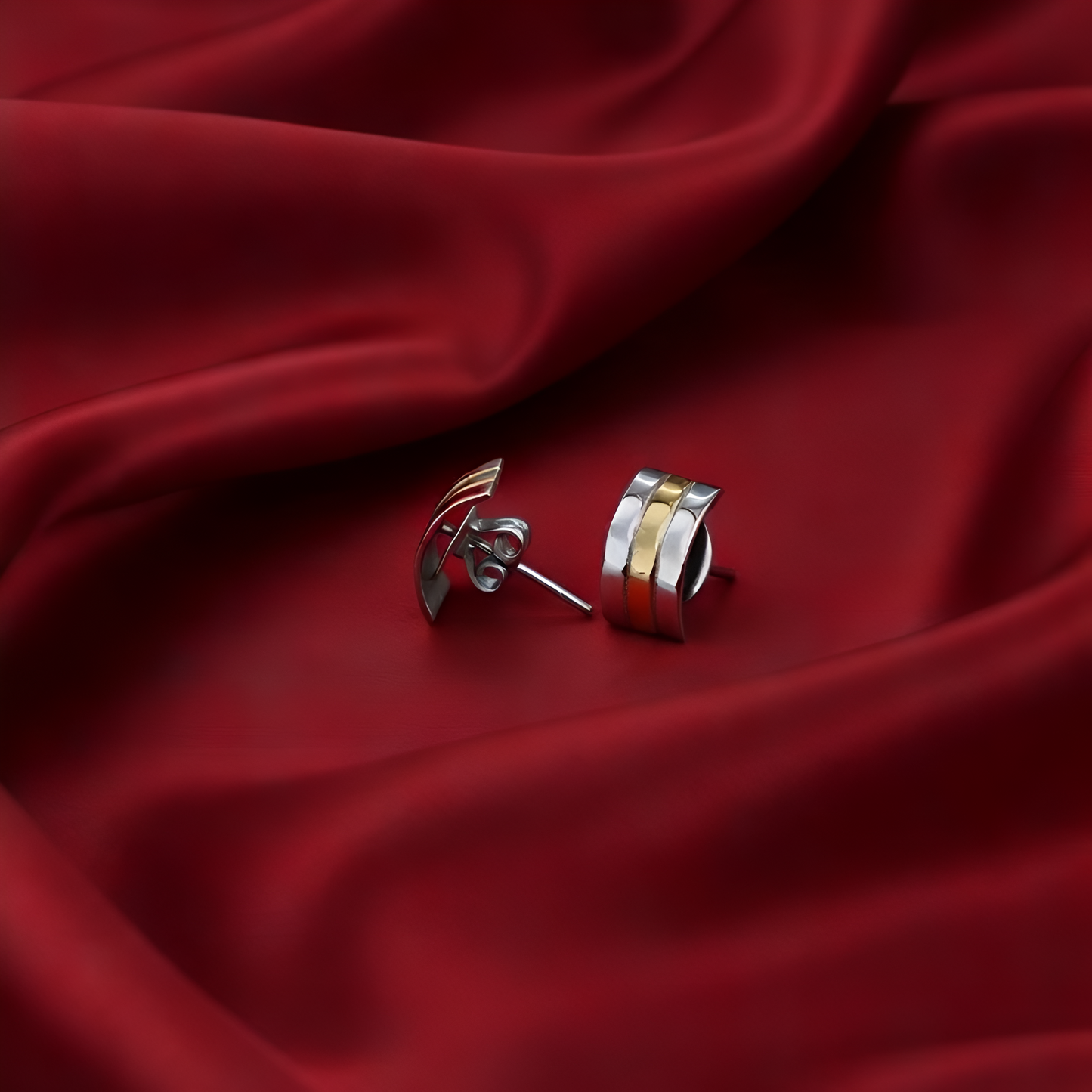 Linea Duo Modern Two-Tone Studs