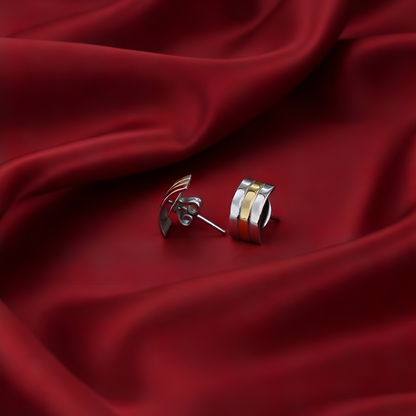 Linea Duo Modern Two-Tone Studs