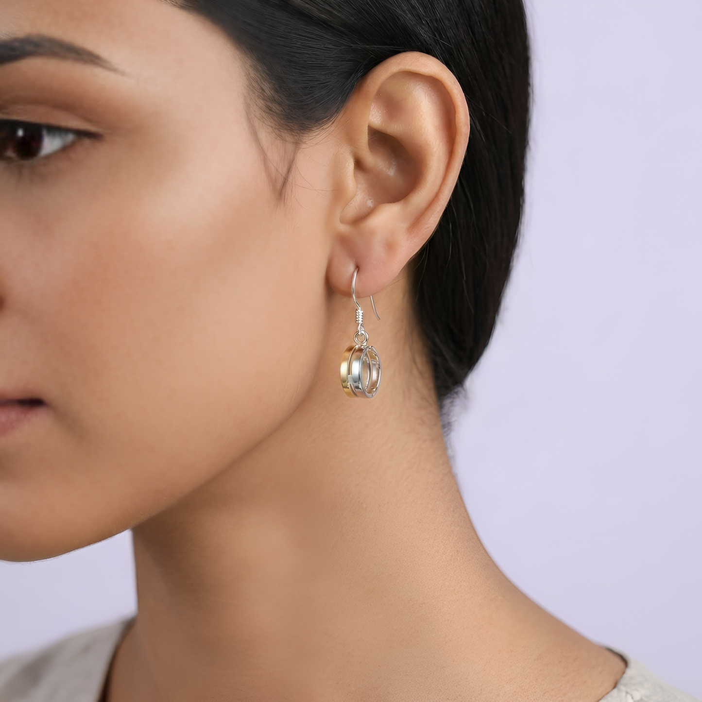 Halo Duo Elegant Silver Drop Earrings