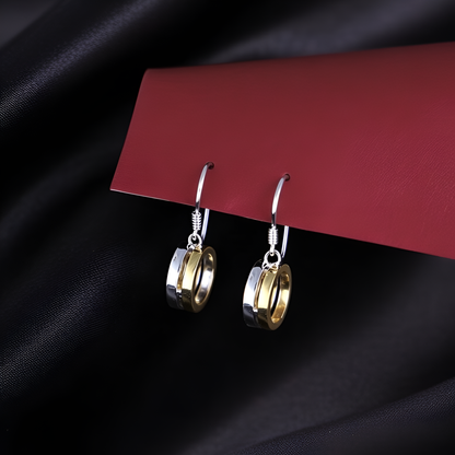 Halo Duo Elegant Silver Drop Earrings