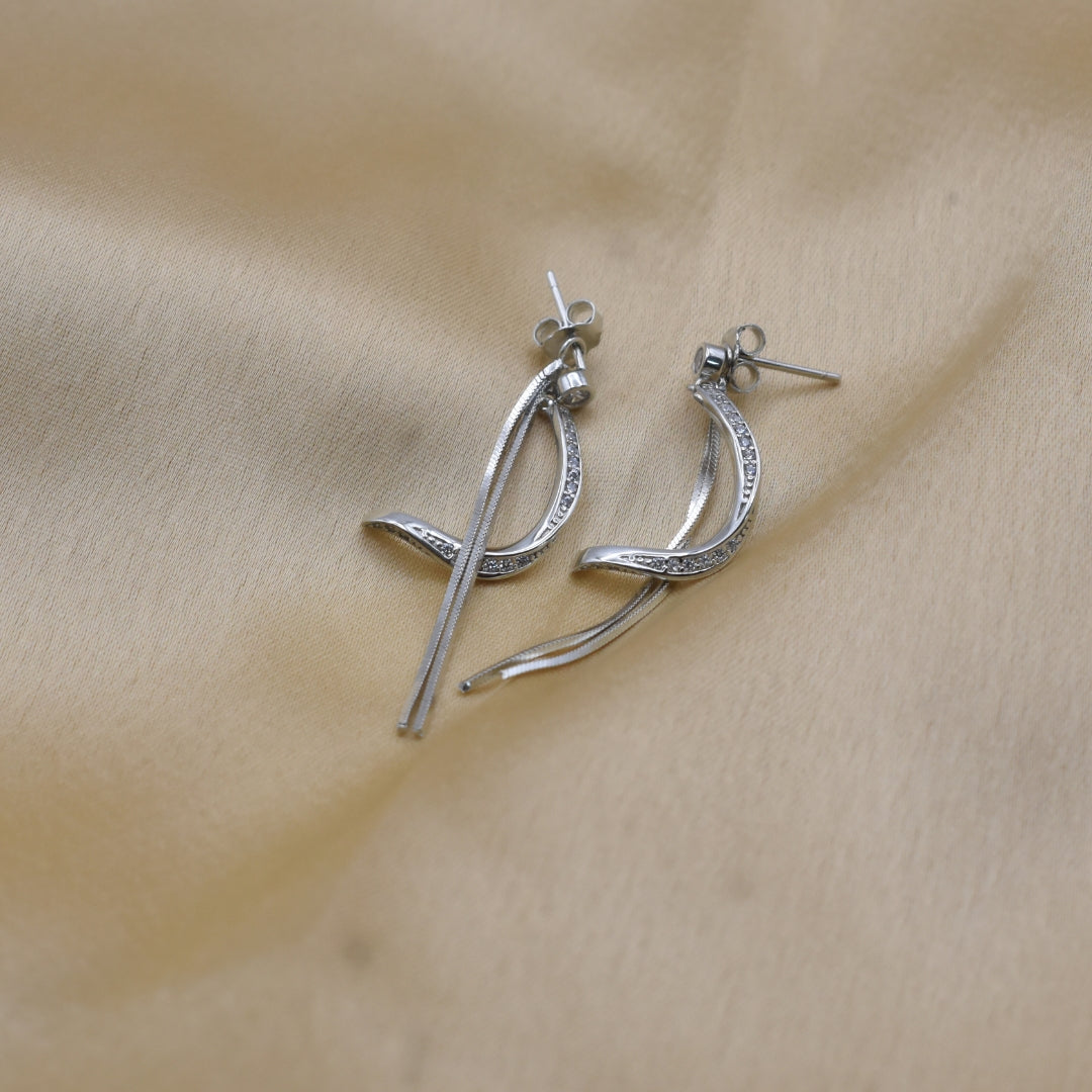 Flowing Ribbon Earrings - Minimalist Silver Beauty