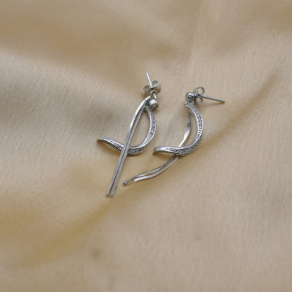 Flowing Ribbon Earrings - Minimalist Silver Beauty
