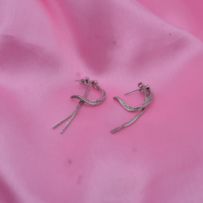 Flowing Ribbon Earrings - Minimalist Silver Beauty