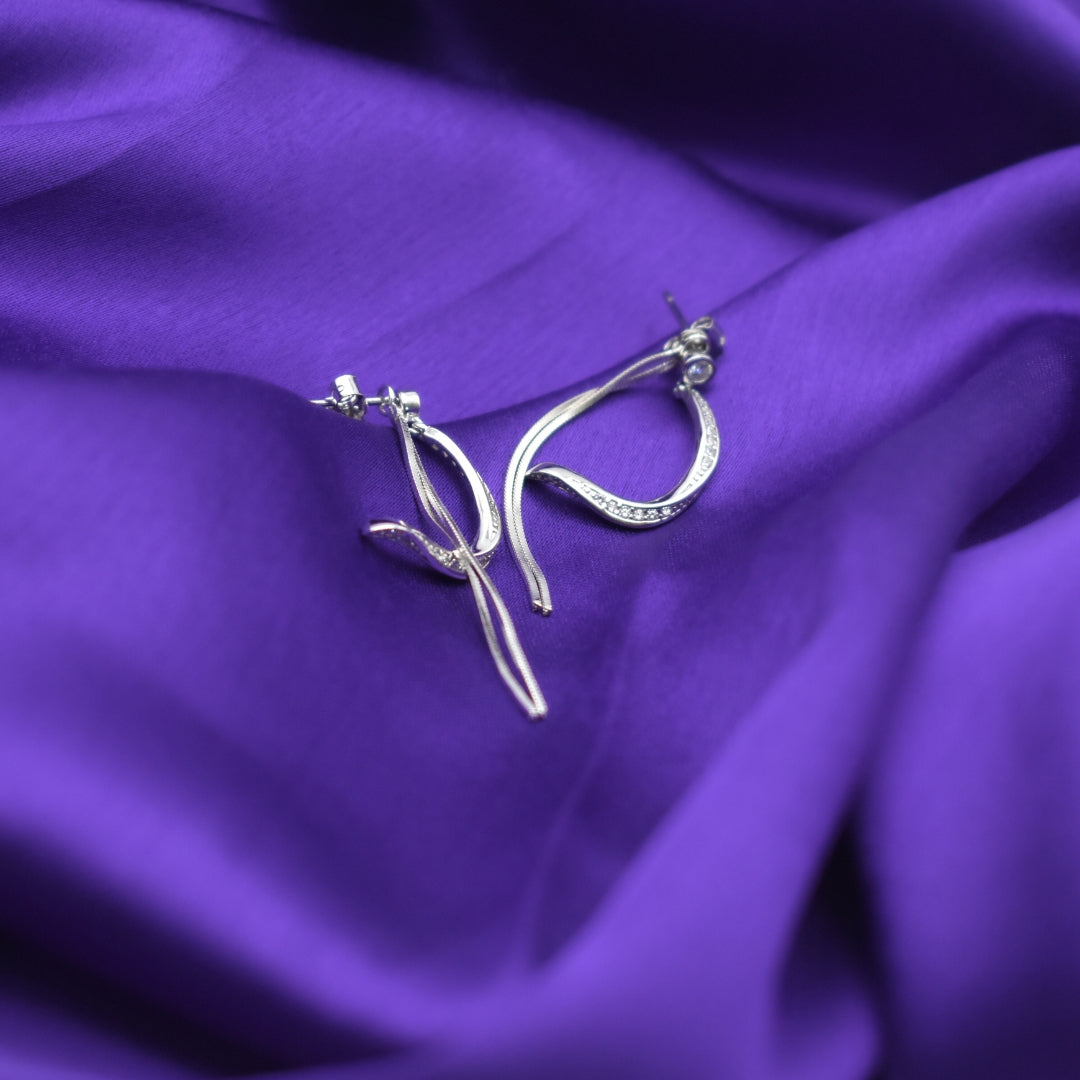 Flowing Ribbon Earrings - Minimalist Silver Beauty