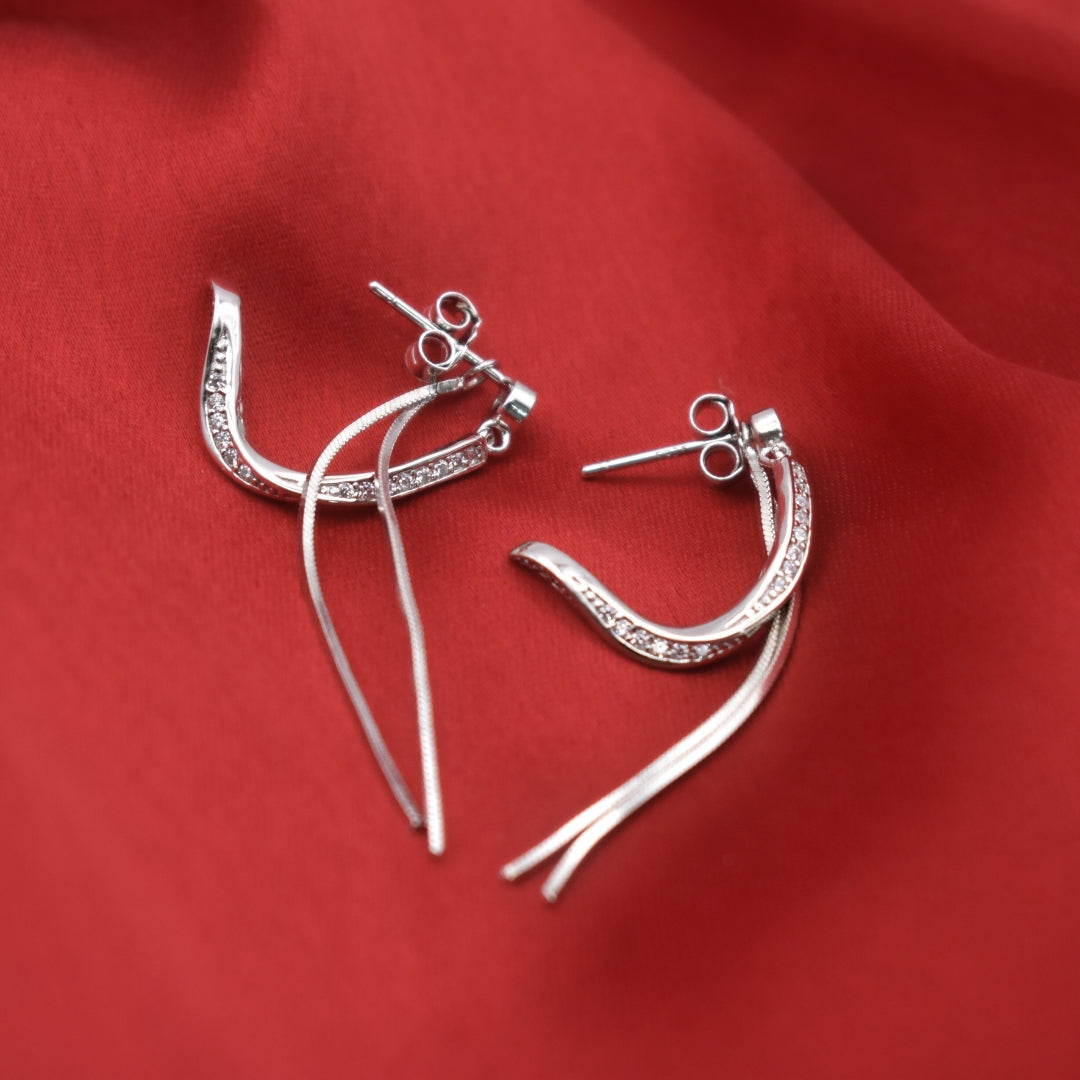 Flowing Ribbon Earrings - Minimalist Silver Beauty