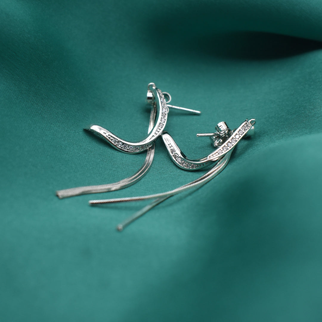 Flowing Ribbon Earrings - Minimalist Silver Beauty