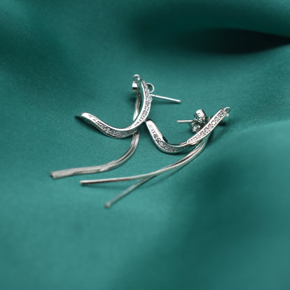 Flowing Ribbon Earrings - Minimalist Silver Beauty