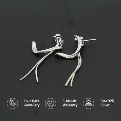 Flowing Ribbon Earrings - Minimalist Silver Beauty